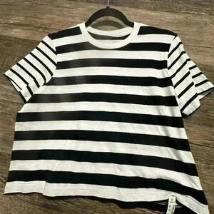 Madewell Black and White Striped Short Sleeve Tee
